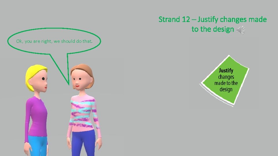 Strand 12 – Justify changes made to the design Ok, you are right, we