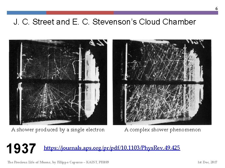 6 J. C. Street and E. C. Stevenson’s Cloud Chamber A shower produced by