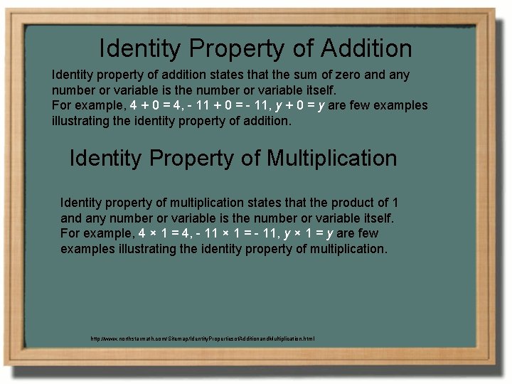 Identity Property of Addition Identity property of addition states that the sum of zero