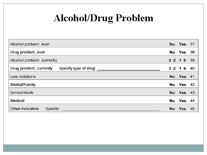 Alcohol/Drug Problem 