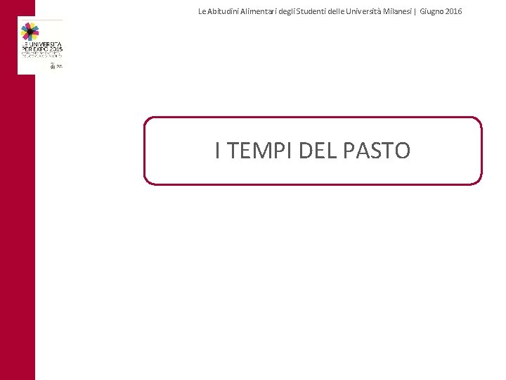 Le Abitudini Alimentari degli Studenti delle Università Milanesi | Giugno 2016 I TEMPI DEL