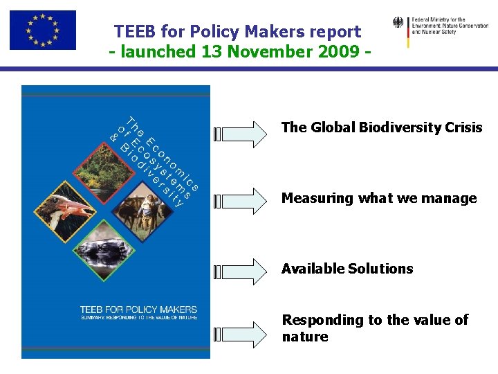 TEEB for Policy Makers report - launched 13 November 2009 - The Global Biodiversity
