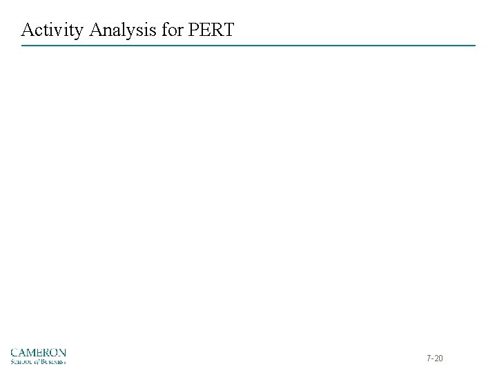 Activity Analysis for PERT 7 -20 