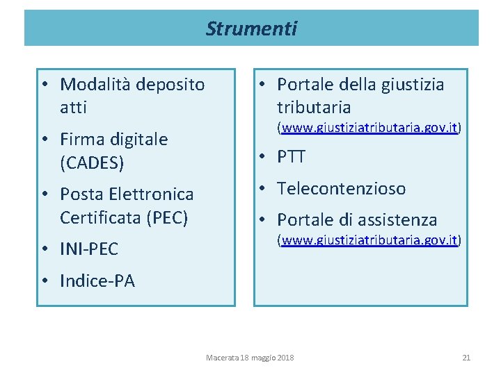 Strumenti • Modalità deposito atti • Portale della giustizia tributaria • Firma digitale (CADES) Strumenti • Modalità deposito atti • Portale della giustizia tributaria • Firma digitale (CADES)