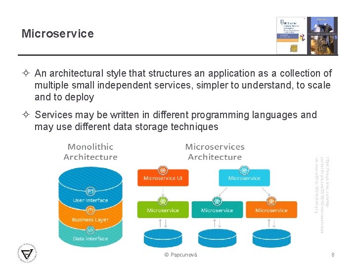 Microservice ² An architectural style that structures an application as a collection of multiple
