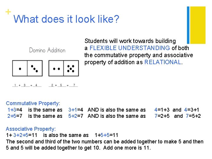 + What does it look like? Students will work towards building a FLEXIBLE UNDERSTANDING