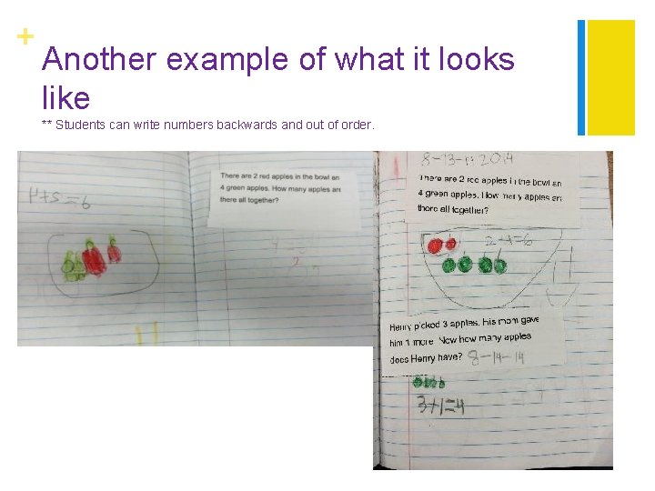 + Another example of what it looks like ** Students can write numbers backwards