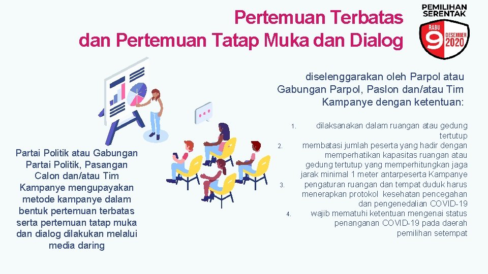 Pertemuan Terbatas dan Pertemuan Tatap Muka dan Dialog diselenggarakan oleh Parpol atau Gabungan Parpol,