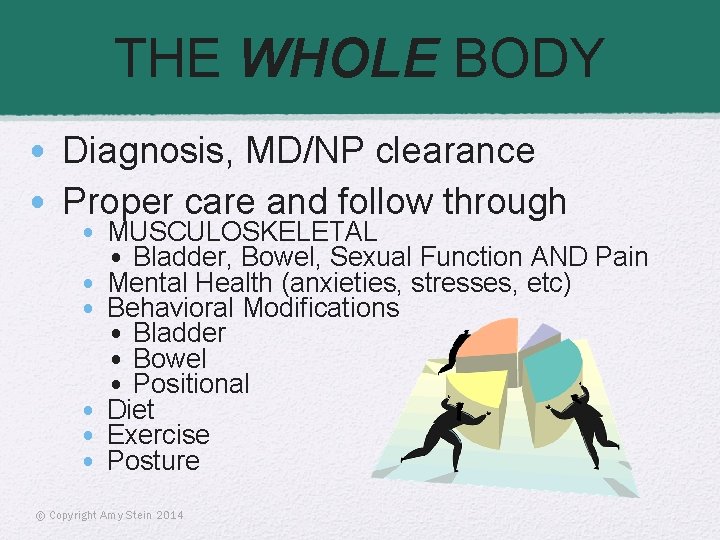 THE WHOLE BODY • Diagnosis, MD/NP clearance • Proper care and follow through •