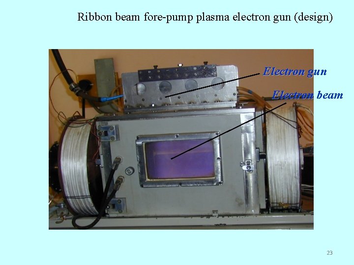 Ribbon beam fore-pump plasma electron gun (design) Electron gun Electron beam 23 