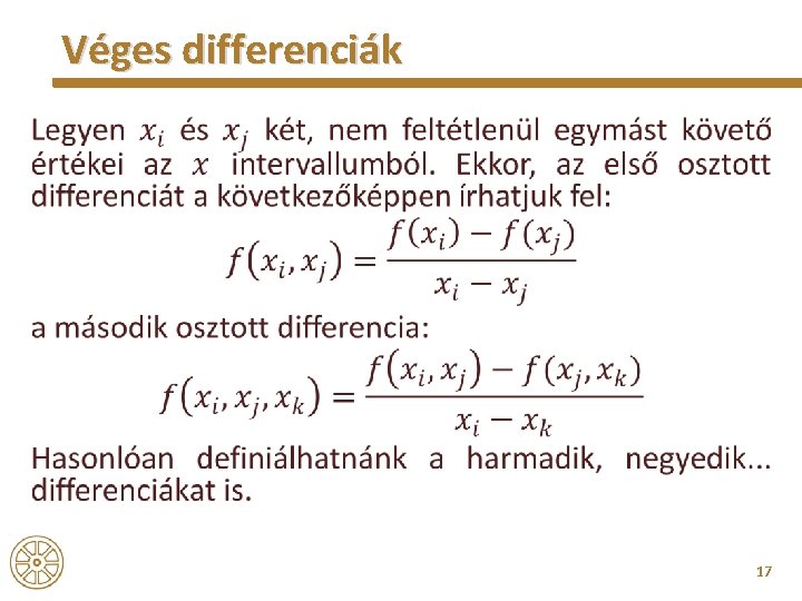 Véges differenciák • 17 