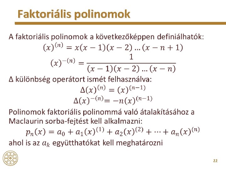 Faktoriális polinomok • 22 