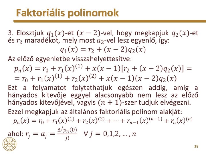 Faktoriális polinomok • 25 