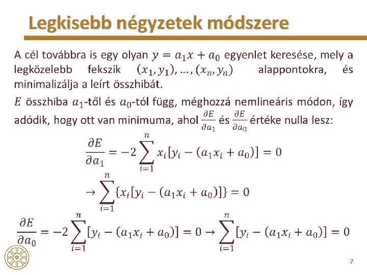 Legkisebb négyzetek módszere • 7 