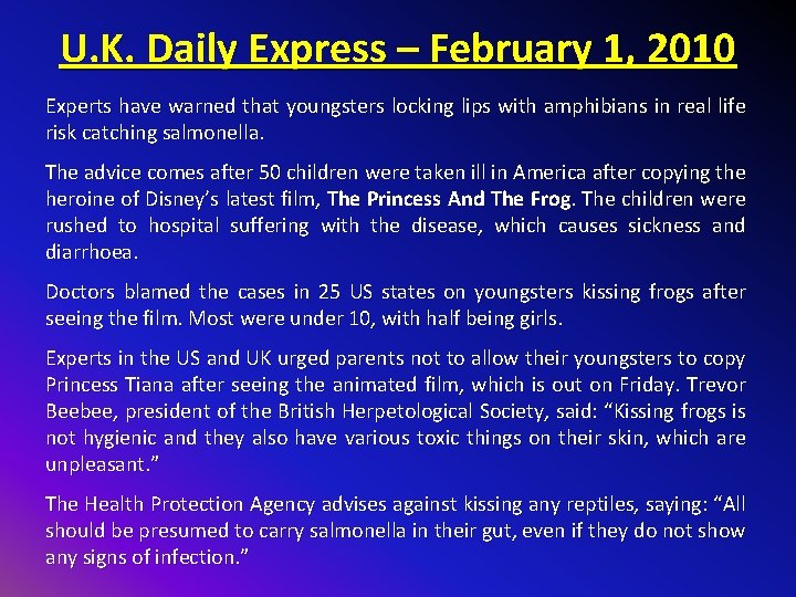 U. K. Daily Express – February 1, 2010 Experts have warned that youngsters locking