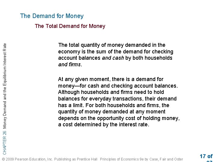 The Demand for Money CHAPTER 26 Money Demand the Equilibrium Interest Rate The Total
