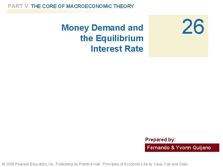 PART V THE CORE OF MACROECONOMIC THEORY 26 Money Demand the Equilibrium Interest Rate