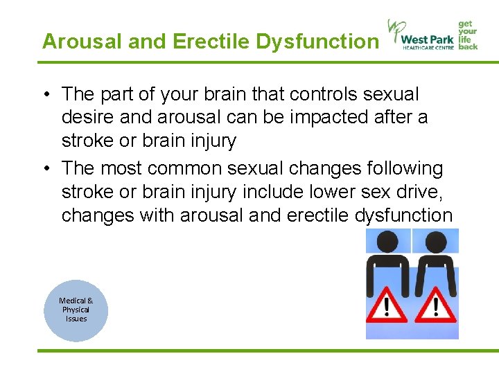 Arousal and Erectile Dysfunction • The part of your brain that controls sexual desire