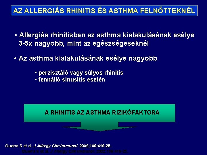 AZ ALLERGIÁS RHINITIS ÉS ASTHMA FELNŐTTEKNÉL • Allergiás rhinitisben az asthma kialakulásának esélye 3 AZ ALLERGIÁS RHINITIS ÉS ASTHMA FELNŐTTEKNÉL • Allergiás rhinitisben az asthma kialakulásának esélye 3