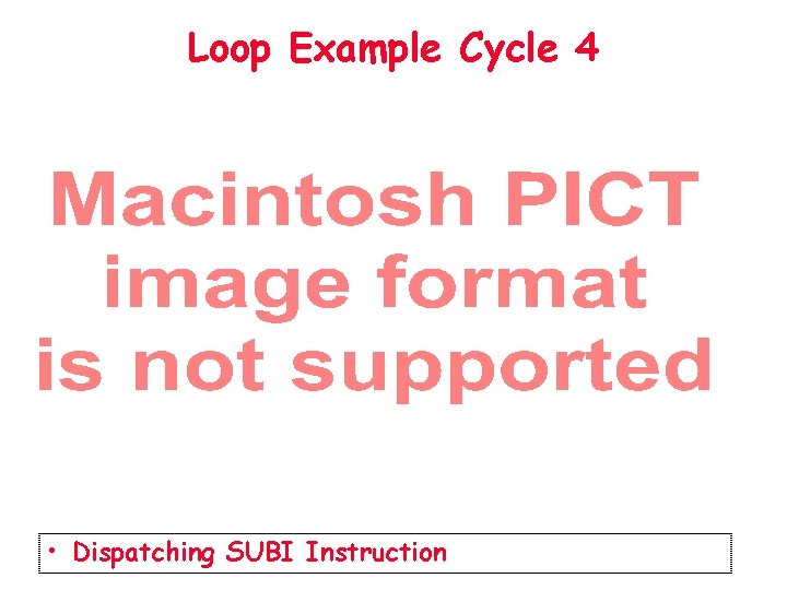 Loop Example Cycle 4 • Dispatching SUBI Instruction 