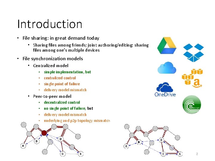 Introduction • File sharing: in great demand today • Sharing files among friends; joint
