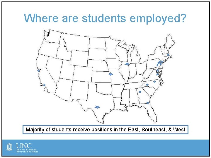 Where are students employed? Majority of students receive positions in the East, Southeast, &