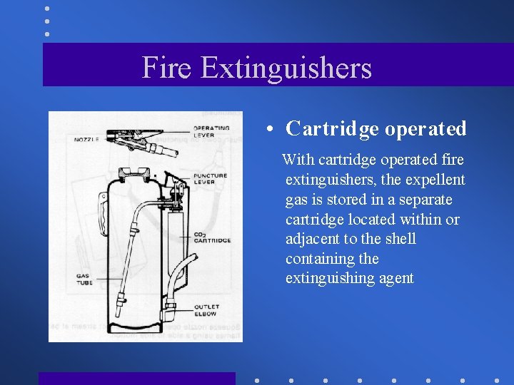 Fire Extinguishers • Cartridge operated With cartridge operated fire extinguishers, the expellent gas is