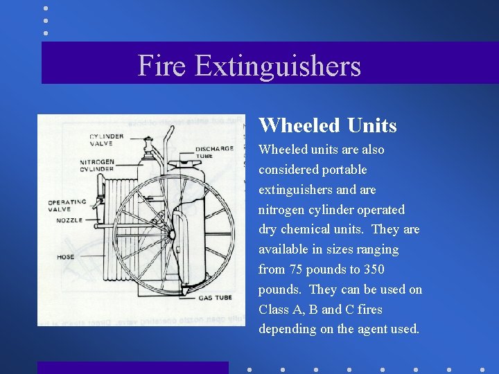 Fire Extinguishers Wheeled Units Wheeled units are also considered portable extinguishers and are nitrogen