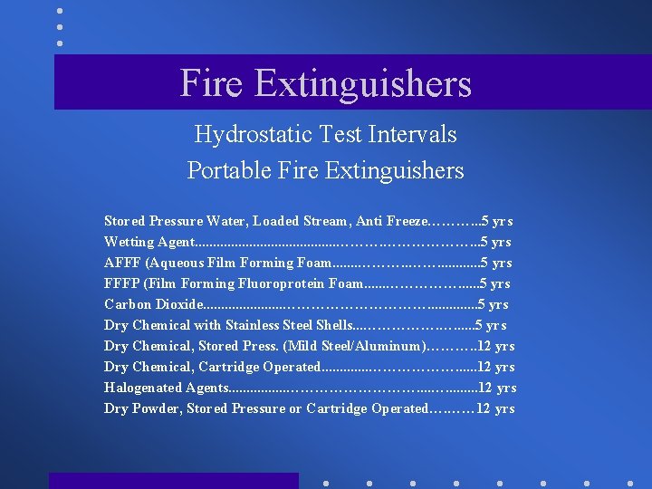 Fire Extinguishers Hydrostatic Test Intervals Portable Fire Extinguishers Stored Pressure Water, Loaded Stream, Anti