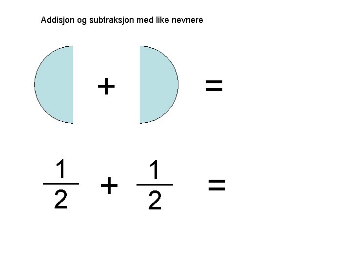 Addisjon og subtraksjon med like nevnere + 1 2 + = 1 2 =