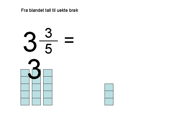 Fra blandet tall til uekte brøk 3 3 3 5 = 