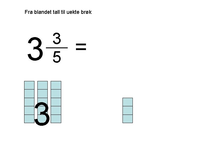 Fra blandet tall til uekte brøk 3 3 3 5 = 
