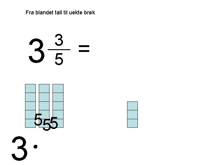 Fra blandet tall til uekte brøk 3 3 3 5 555 = 