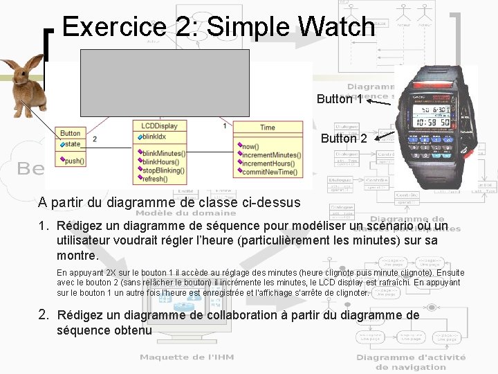 Exercice 2: Simple Watch Button 1 Button 2 A partir du diagramme de classe