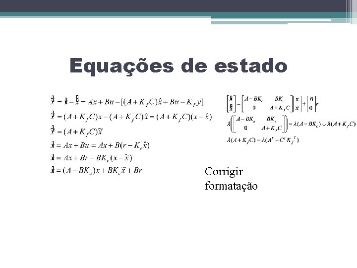 Equações de estado Corrigir formatação 