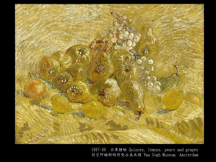 1887~88 水果静物 Quinces, lemons, pears and grapes 荷兰阿姆斯特丹梵谷美术馆 Van Gogh Museum, Amsterdam 