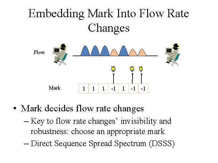 Embedding Mark Into Flow Rate Changes Flow Mark 1 1 1 -1 -1 •