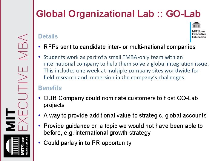 Global Organizational Lab : : GO-Lab Details • RFPs sent to candidate inter- or