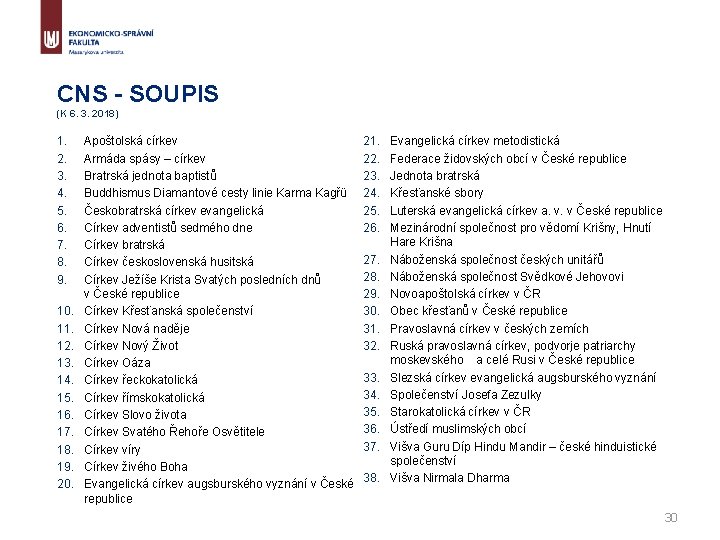 CNS - SOUPIS (K 6. 3. 2018) 1. 2. 3. 4. 5. 6. 7.
