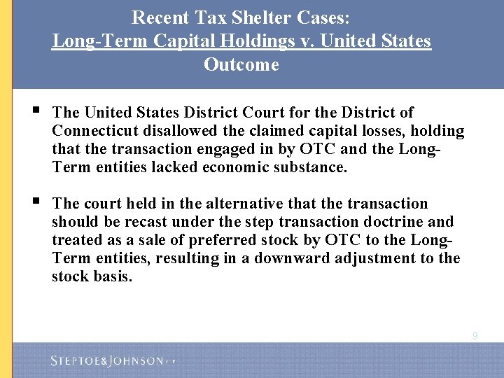 Recent Tax Shelter Cases: Long-Term Capital Holdings v. United States Outcome § The United