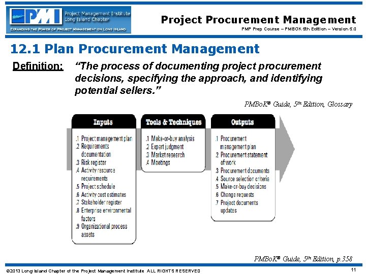 Project Procurement Management PMP Prep Course – PMBOK 5 th Edition – Version 5.