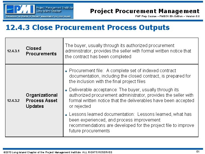 Project Procurement Management PMP Prep Course – PMBOK 5 th Edition – Version 5.