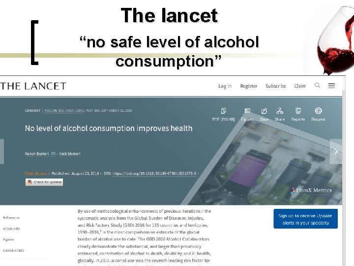 The lancet “no safe level of alcohol consumption” 