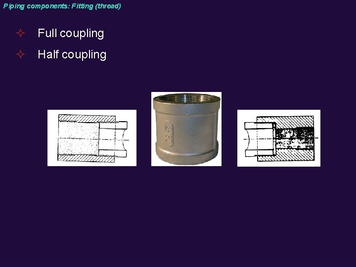 Piping components: Fitting (thread) ² Full coupling ² Half coupling 