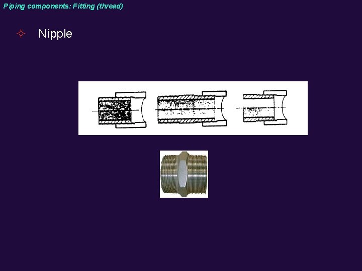 Piping components: Fitting (thread) ² Nipple 