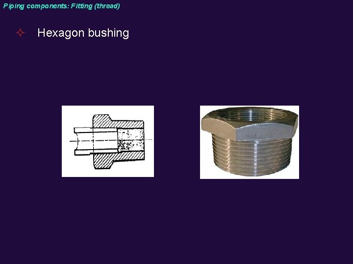 Piping components: Fitting (thread) ² Hexagon bushing 