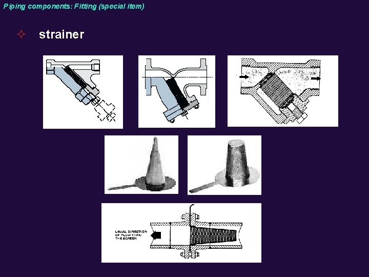 Piping components: Fitting (special item) ² strainer 