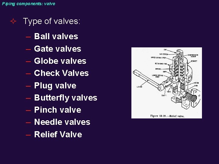 Piping components: valve ² Type of valves: – – – – – Ball valves