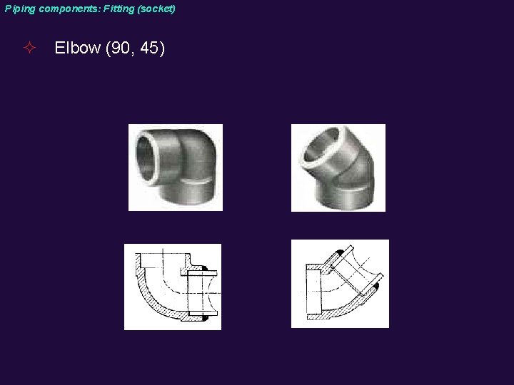 Piping components: Fitting (socket) ² Elbow (90, 45) 