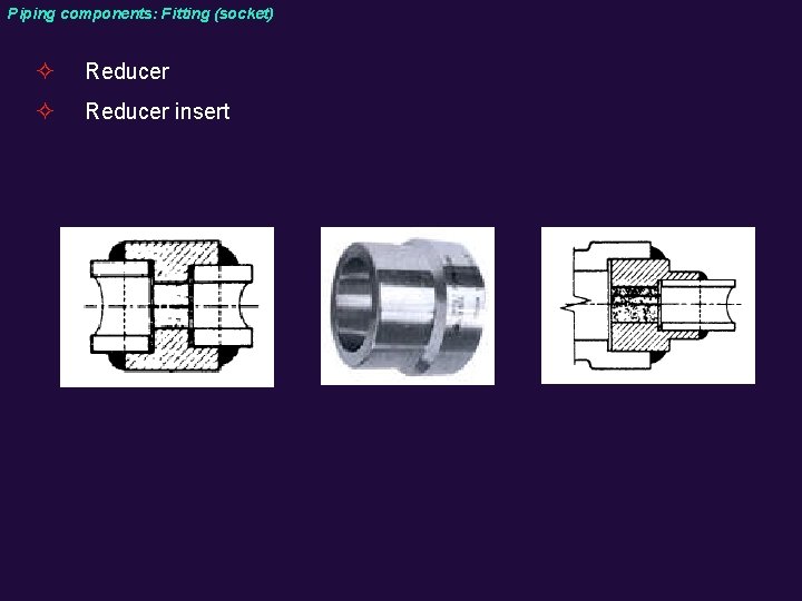 Piping components: Fitting (socket) ² Reducer insert 